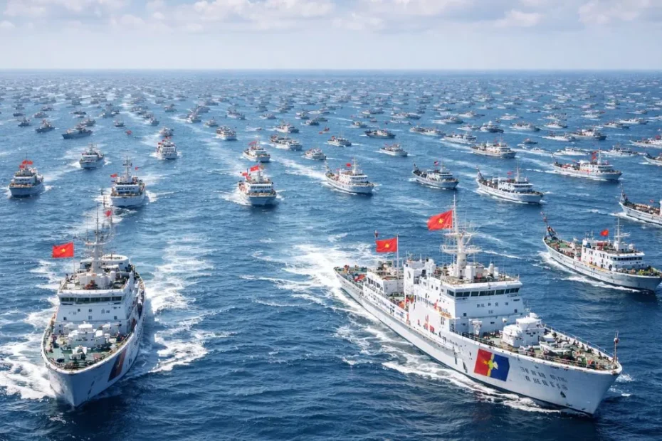 China’s 1,400-Boat Deployment: The 200-Mile Maritime Barrier That Redefined Gray-Zone Tactics